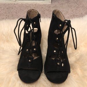 Charming Charlie Black lace up wedges